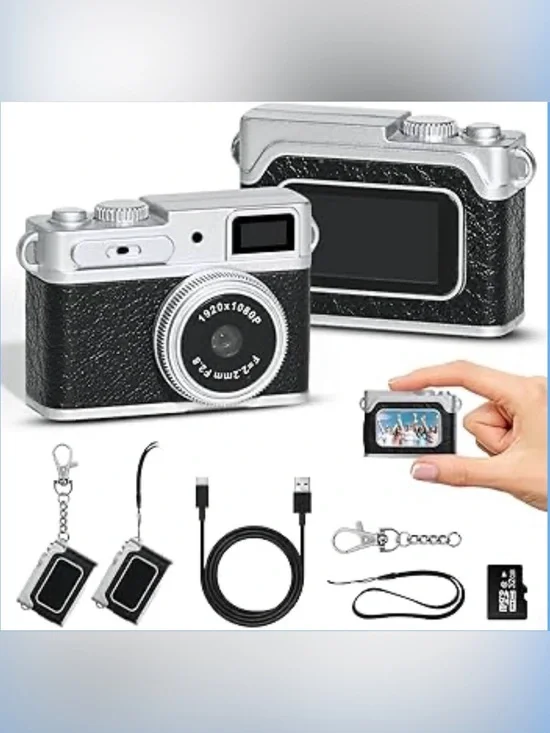 Mini Digital Camera 1080P HD - Keychain Small Camera with 64GB Card