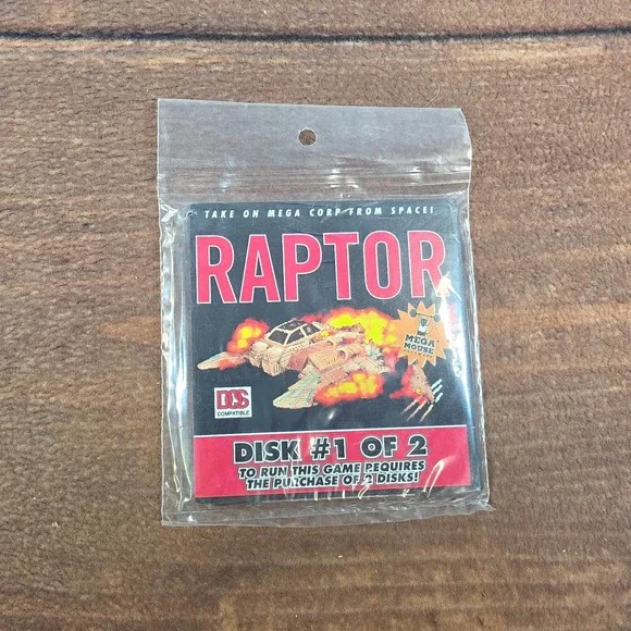 Mega Mouse Raptor Disk 1 PC DOS OS Black Good 3.5 Floppy Shareware