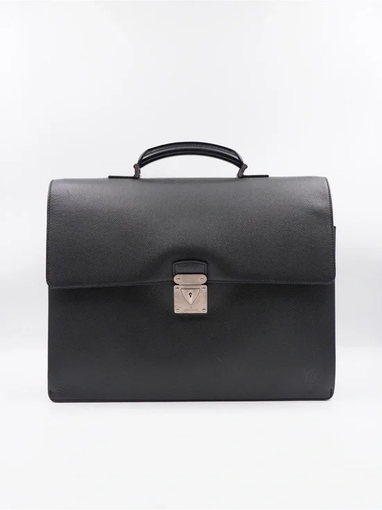 Louis vuitton Black Men's Leather Briefcase with Top Handle