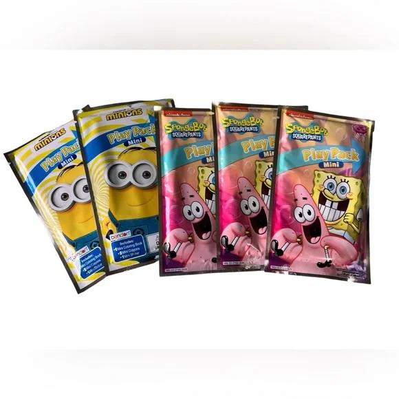 Minions & SpongeBob Mini Play Packs – Set of 5
