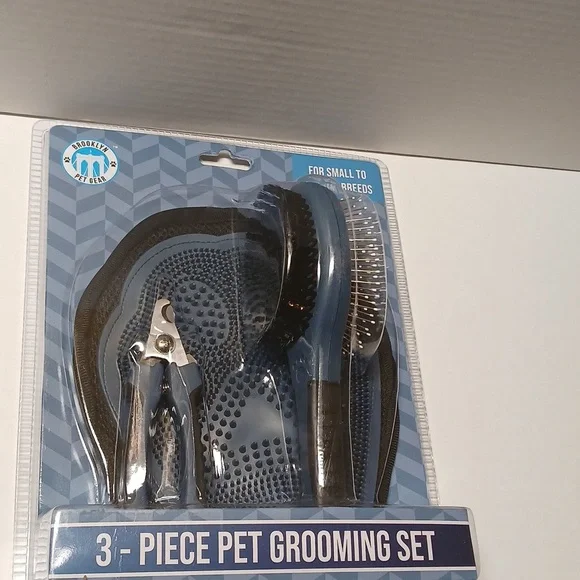 Pet Grooming 3 Piece Set Black Blue 3-Way For Small to Medium Breeds NWT