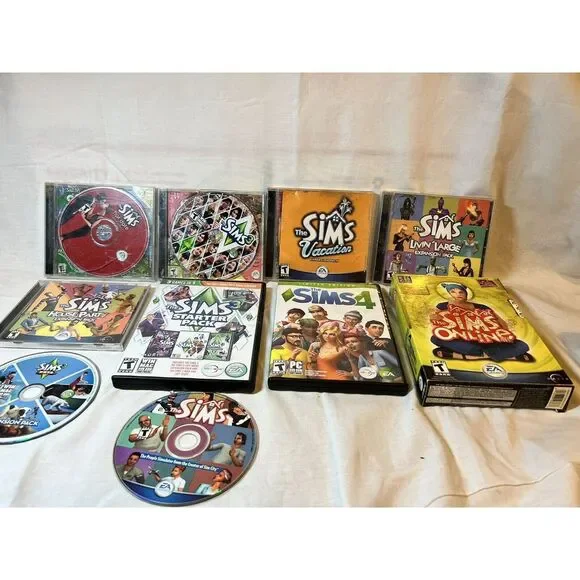Sims PC Game Lot Of 10.Sims 3, Sims 4, Sims Online And Several Expansion Packs