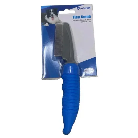 Petcrest Flea Comb Removes Fleas and Mats with Comfort Grip for Dogs