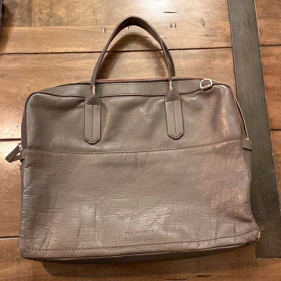 Ben Minkoff - laptop briefcase- gray leather