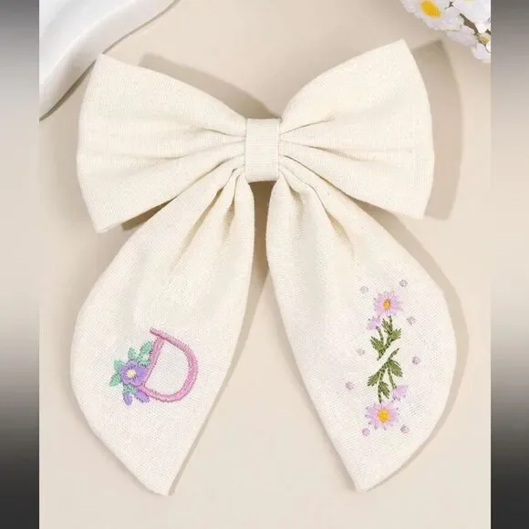 Embroidered Bow Hair Clip for Kids A1600