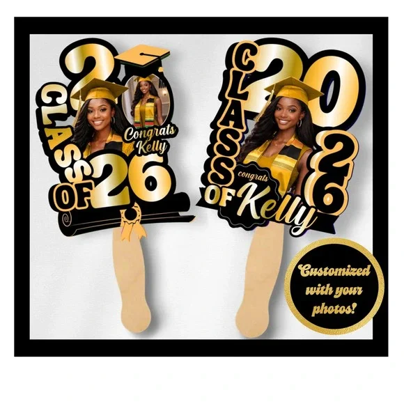 Custom Photo Graduation Fans Graduation Favor Set of 4