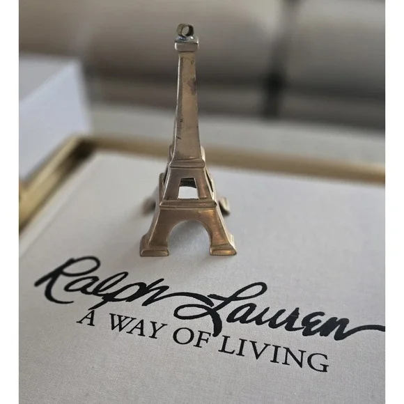 Restoration Hardware Solid Gold Brass Miniature Eiffel‎ Tower Ornament Decor