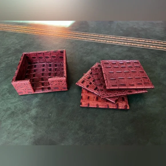 Restoration Hardware Set of Coasters Faux Crocodile Print