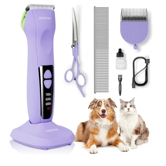 Purple Cordless Grooming Clippers for Pets