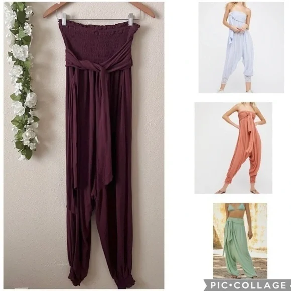 NWOT Free People FP Beach Burgundy Red Just Like That Convertible Jumpsuit