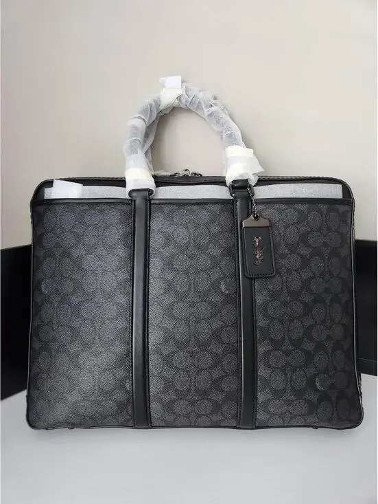 COACH Signature Metropolitan Slim Brief, Black/Charcoal, One Size