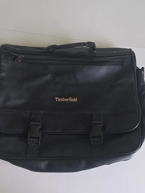 Black Leather Briefcase Messenger Bag for Men