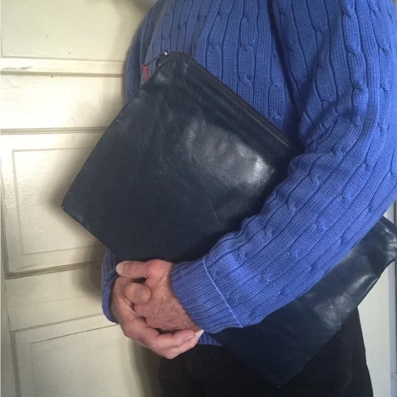 Vintage blue leather folder