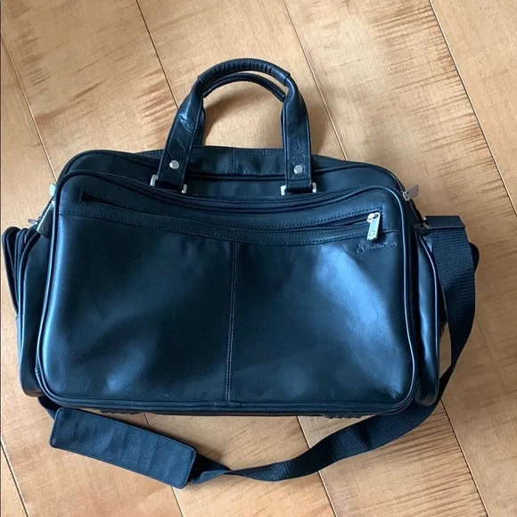 Black Eco Leather Messenger Bag