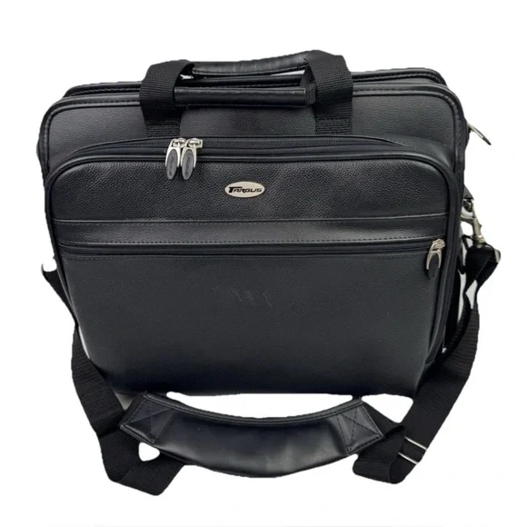 Targus Leather Notebook/Laptop Case Black W/Shoulder Strap Bag Handbag Work