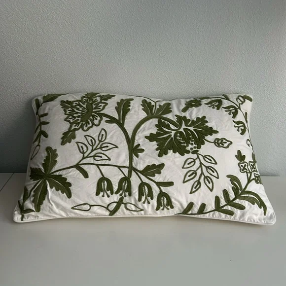 Pottery Barn Embroidered Pillow Cover + Restoration Hardware Pillow