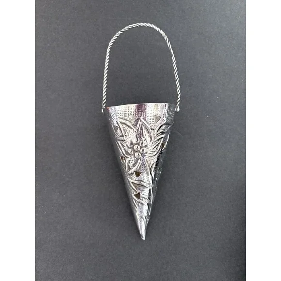 Restoration Hardware Silver Plated Tussie Mussie Bouquet Holder