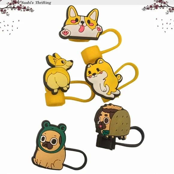 Puppy 5Pc Straw Topper Set