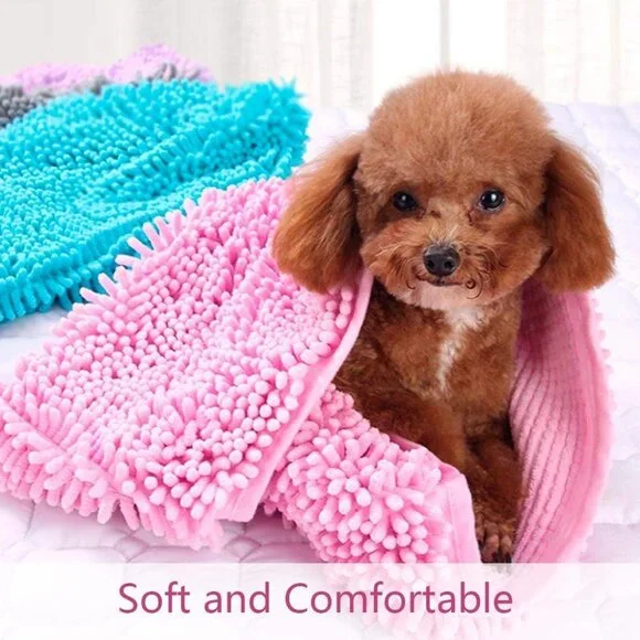 Quick-Drying Chenille Pet Cleaning Towel Eco-Friendly Foldable Dog Bath Glove