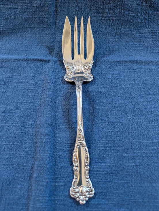 VTG Oxford Silver Plate Meat Serving Fork, WM Rogers & Son AA, Made In USA 7.5