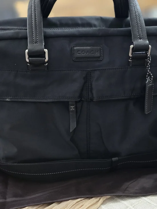 COACH Men's Black Nylon Briefcase Tote