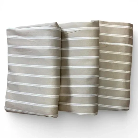 Restoration Hardware Tan Ivory Striped Italian Cotton Euro Shams Set Of 3