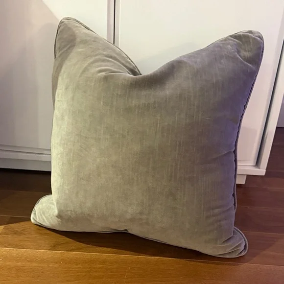Restoration Hardware 22x22 Grey Velvet Throw Pillows total of 3 available