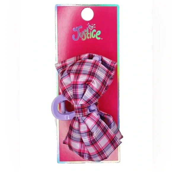 🔴 3/$12 Justice‎ Plaid Hair Claw Clip!