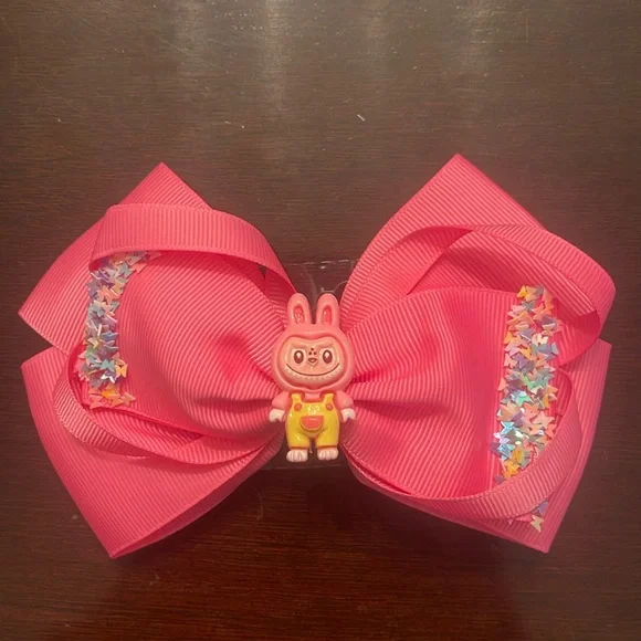 Pink Hair Bow labubu monster Charm butterfly glitter Accents new