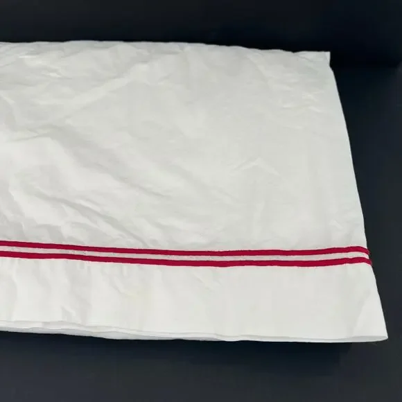 Restoration Hardware made in Italy red stripes embroidery full queen bedskirt