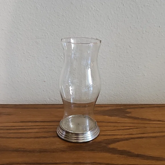 Restoration Hardware Glass Hurricane On Silver Pedestal Candle Holder