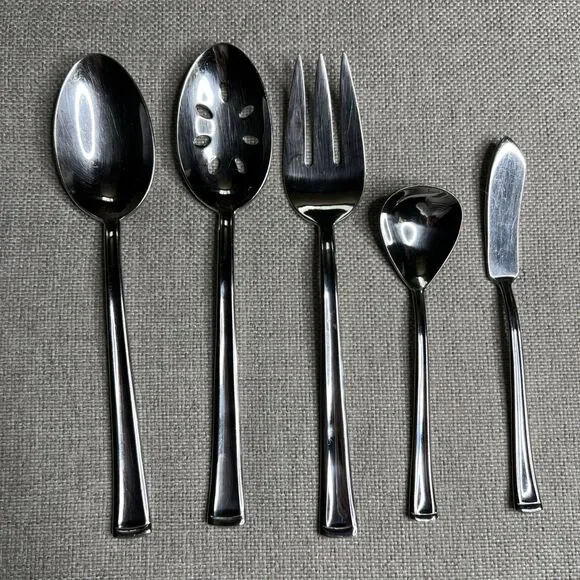 Dansk Orion Pattern 5 Piece Serving Set Utensils Fork Spoons