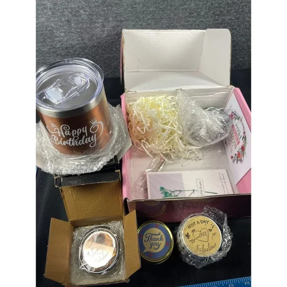 Women Birthday Gift Set Rose Gold Tumbler Mirror Candle Succulent Box X003KU0YIB