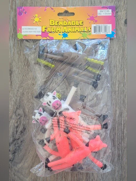 Bendable/ Fidgets Farm Animals sealed Bag Includes 12 Pcs