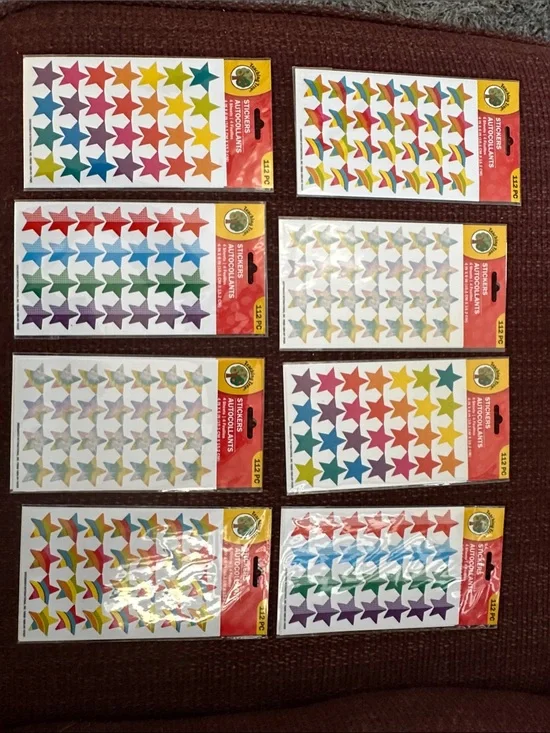 TEACHERS 🧡🔥Assorted Multicolor Star Sticker Sheets - Party Supplies
