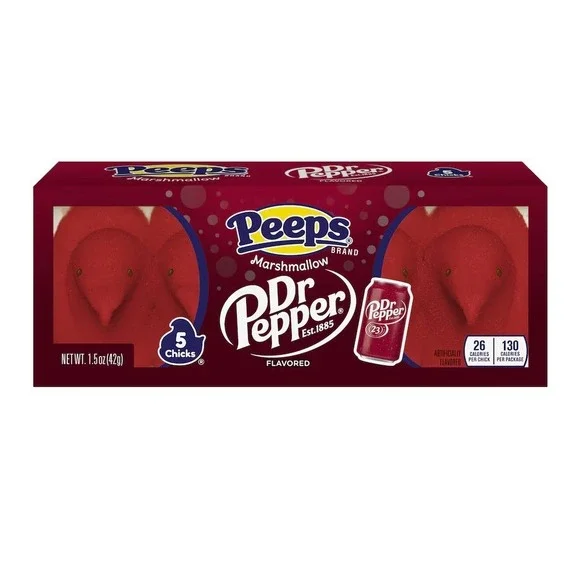Peeps NEW Dr. Pepper‎ Flavored Marshmallow Chicks Peeps 1ea 2 Pack/3oz/84gm RARE