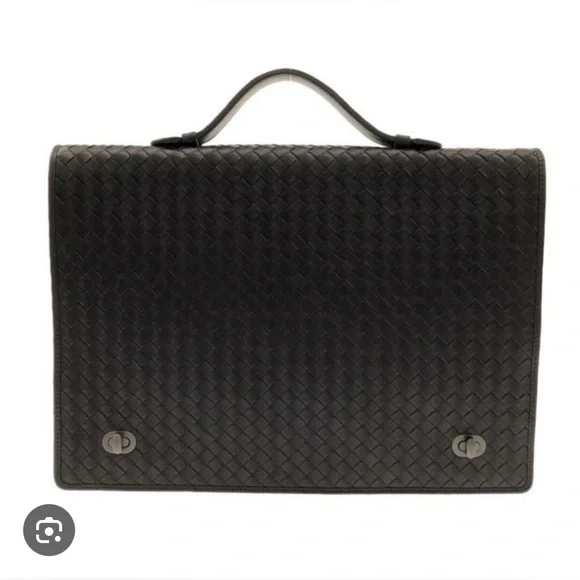 Bottega Veneta Dark Brown Woven Briefcase