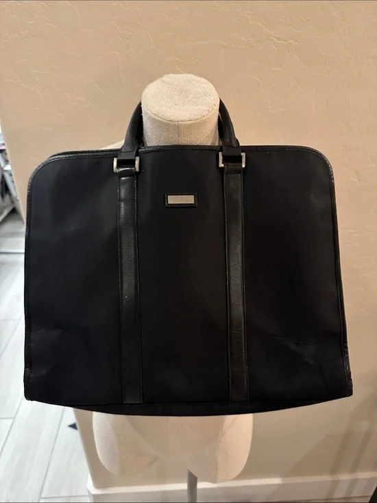 Burberry Black Men's Briefcase or Women’s Laptop Case with Silver Hardware