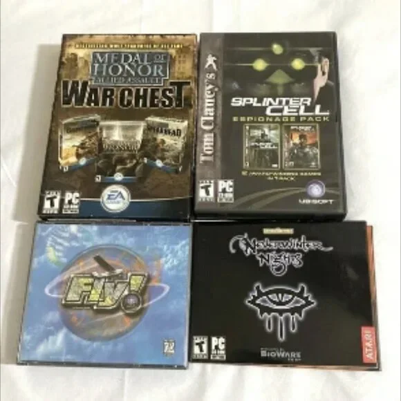 4 VINTAGE PC Games--Warchest, Splinter Cell, Fly! & Neverwinter Nights