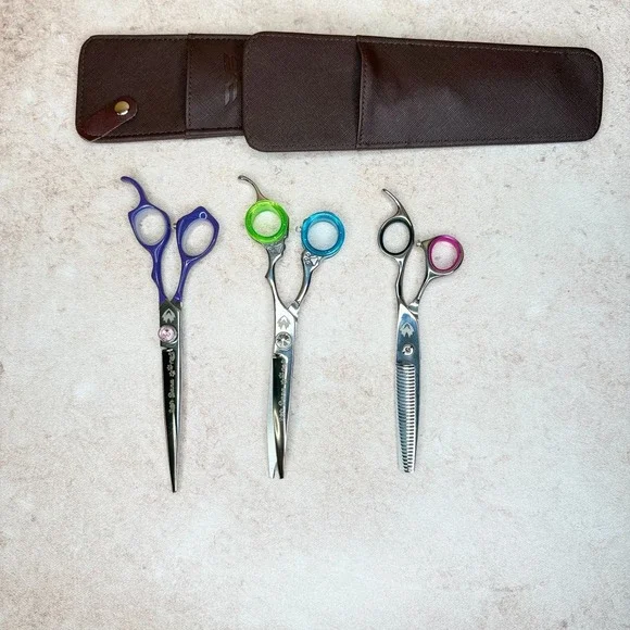 Freebird Grooming Shears Set: 6 Thinning, 7 Straight, 6.5 Curved Case