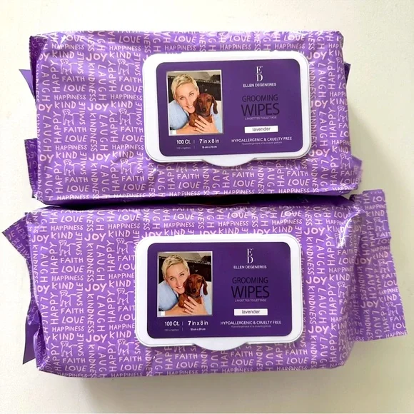 2 PK Grooming Pet 200 Wipes Dogs Hypoallergenic Lavender Sulfate & Cruelty Free