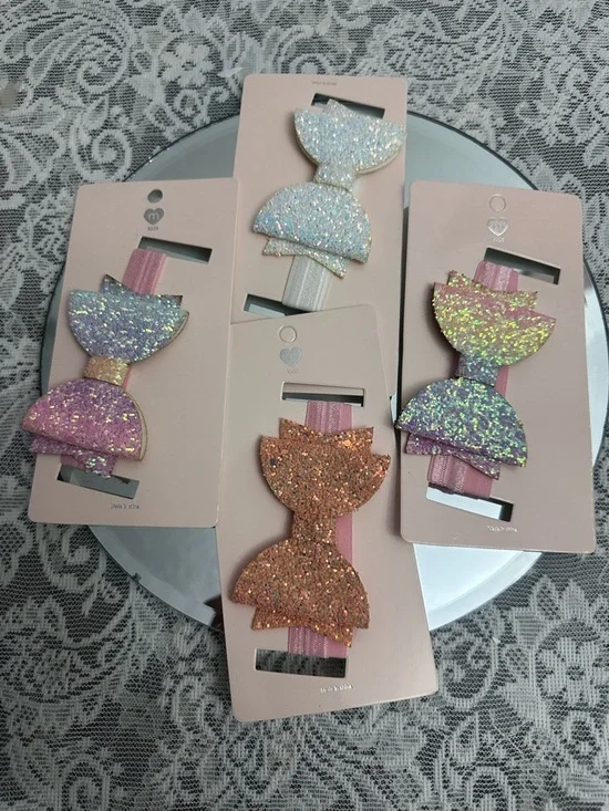 Baby Headbands 👶🎀 4pc Soft Stretch Basic Set Pink & White