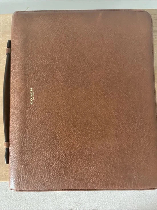 Coach Brown Leather Zip Portfolio Briefcase