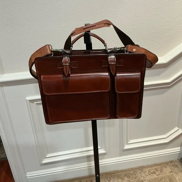 Genuine Italian Leather Chestnut Brown Men’s Satchel Bag