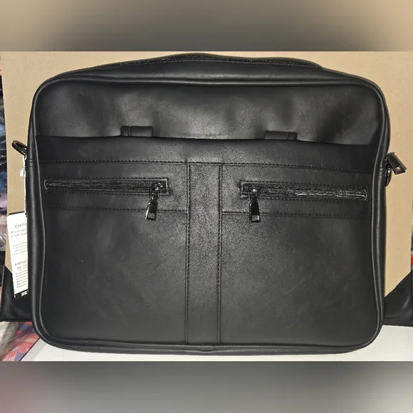 Sleek Black Leather Men's Briefcase
