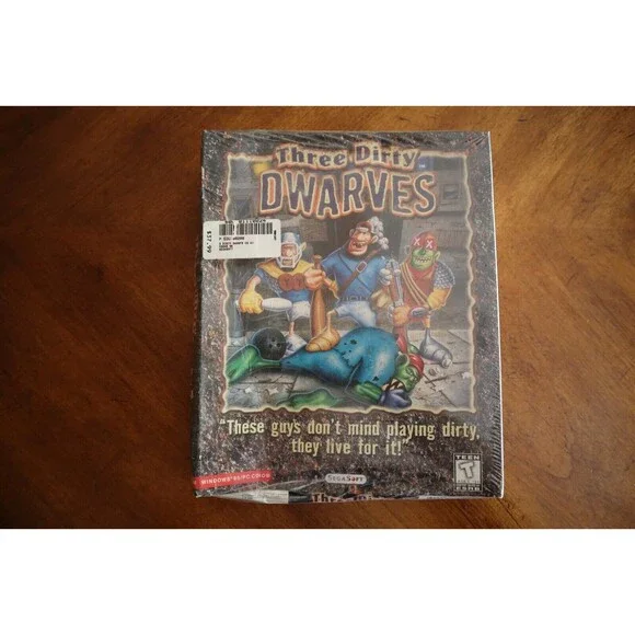 New CRUSHED Big Box Game Three Dirty Dwarves (Windows 95 PC CD-ROM, SegaSoft)
