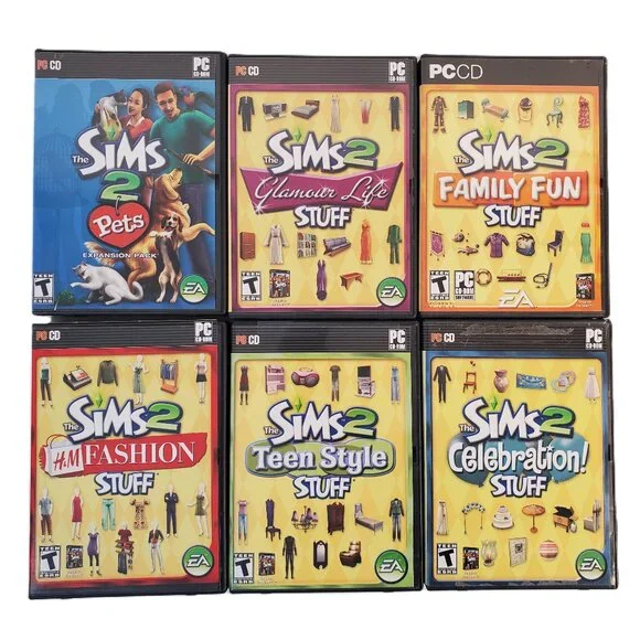 Sims 2 Stuff Expansion Packs and Stuff for PC CD-ROM. Lot of 6