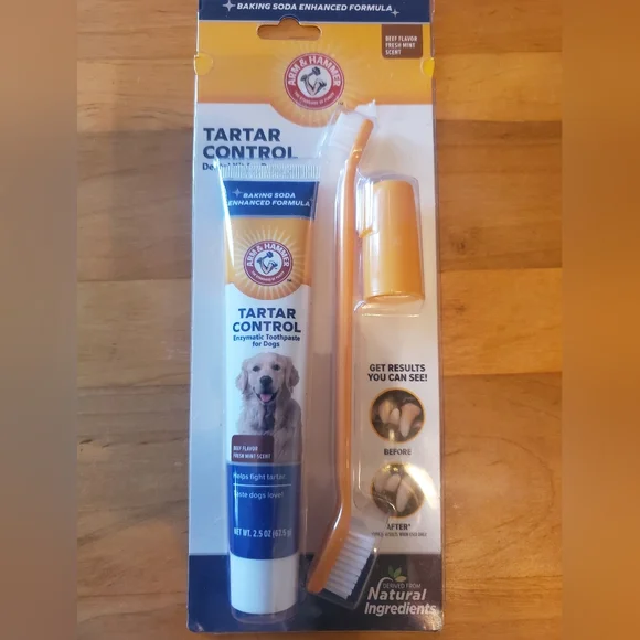 Dental Kit For Dogs Tooth Paste Toothbrush Arm & Hammer Natural Ingredients
