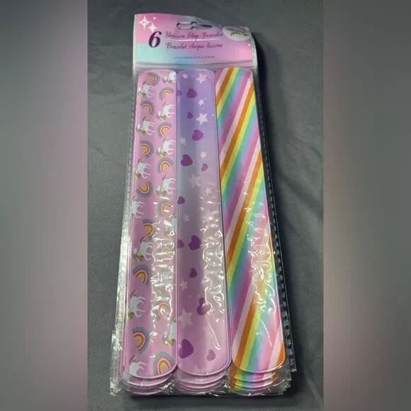 3 New Unicorn and Rainbow Party Slap Bracelets