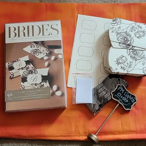 Brides 50 Count Favor Box Kit New DIY Printable Ivory Brown Floral Wedding